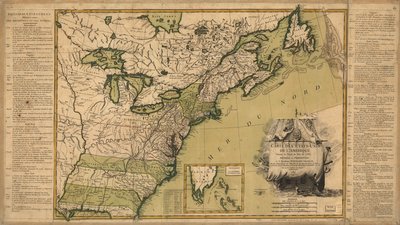 Karte der Vereinigten Staaten von Amerika gemäß dem Friedensvertrag von 1783 von Jean Lattré