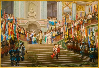 Empfang von Louis II. de Bourbon Condé, genannt der Große Condé, durch König Ludwig XIV. in Versailles, 1674 von Jean Leon Gerome