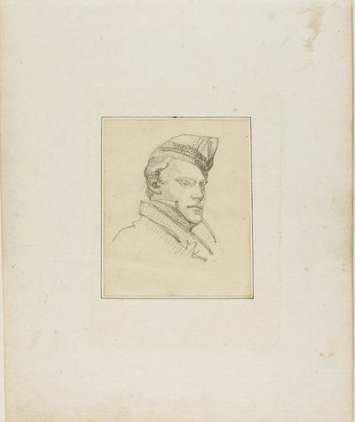 Porträt eines jungen Mannes mit Militärmütze von Jean Louis André Théodore Géricault