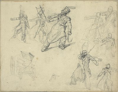 Studien eines Grenadiers und eines Munitionswagens von Jean Louis André Théodore Géricault
