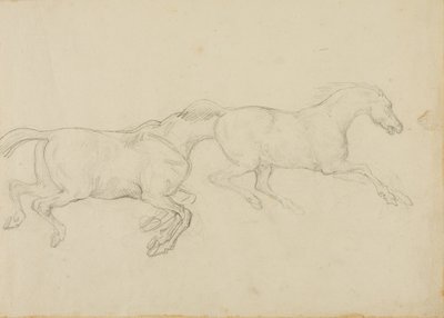 Zwei Pferde galoppieren nach rechts von Jean Louis André Théodore Géricault