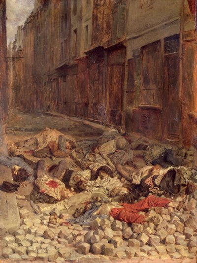 Barrikade in der Rue de la Mortellerie, Juni 1848 (Erinnerung an den Bürgerkrieg) 1849 von Jean Louis Ernest Meissonier