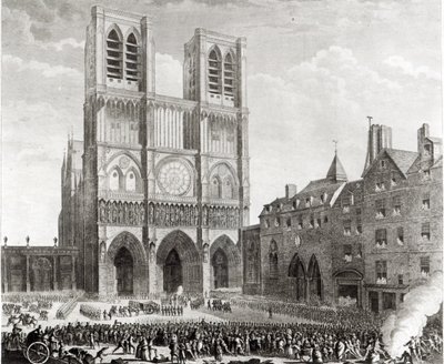 Thomas de Mahy (1744-90) Marquis von Favras macht ehrenvolle Wiedergutmachung vor Notre-Dame, graviert von Pierre Gabriel Berthault (1737-1831) 1790 von Jean Louis the Younger Prieur