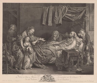 Familie um ein Krankenbett von Jean Massard