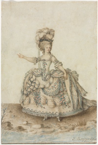 Kostümstudie für Opernsänger, 1781 von Jean Michel Moreau le Jeune