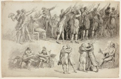 Studien für den Eid auf den Tennisplatz von Jean Pierre Norblin de La Gourdaine