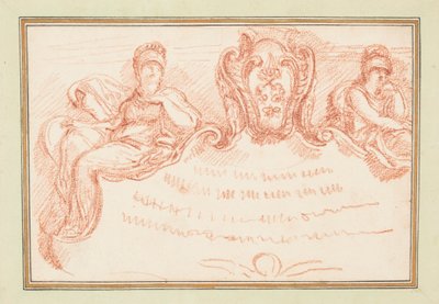 Deckenverzierung mit zwei sitzenden Figuren und Wappenschild von Jean Robert Ango