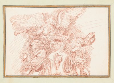 Geflügelte Figur mit Horn und Putto mit Fasces von Jean Robert Ango