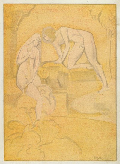 Die Liebesbücher von Ovid: Solche Küsse wie Phoebus Diana gibt (Farblithografie) von Jean de Bosschere