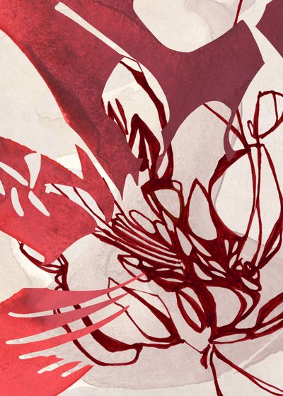 Abstrakte rote Blüten von Jenja Braun