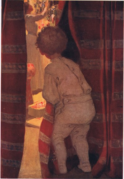Er schlich die Treppe hinunter, um einen Blick ins Wohnzimmer zu werfen von Jessie Willcox Smith