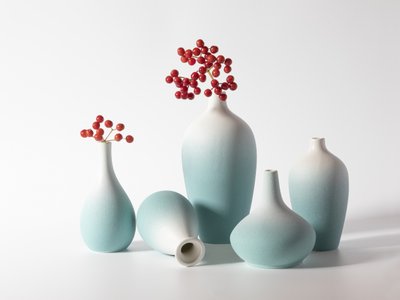 Blaue Vasen mit Roten Beeren von Jia Chen