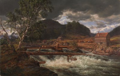 Hellefossen bei Hokksund von Johan Christian Dahl
