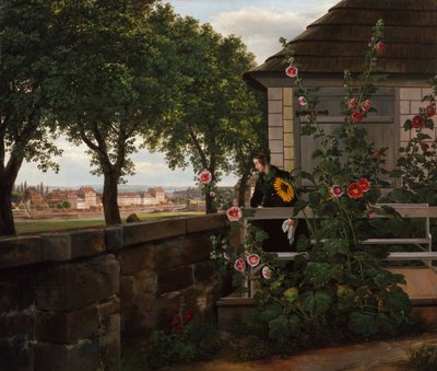 Julie Vogel in ihrem Garten von Johan Christian Dahl