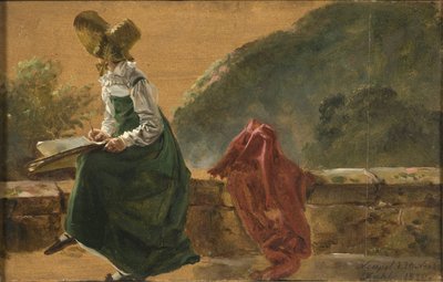 Prinzessin Caroline Amalie beim Zeichnen in Neapel. Studie von Johan Christian Dahl