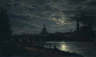 Ansicht von Dresden bei Mondschein von Johan Christian Dahl