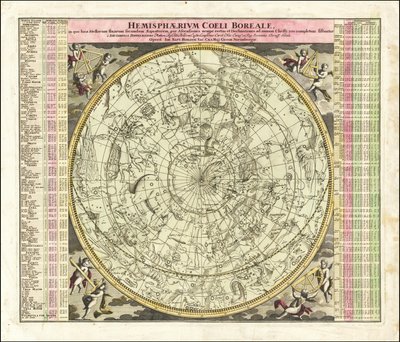 1730 Himmelskarte der nördlichen Hemisphäre von Johan Gabriel Doppelmayr