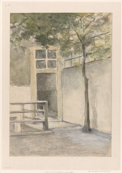 Ansicht eines Innenhofs aus dem Atelier des Künstlers in der Kazernestraat in Den Haag von Johan Hendrik Weissenbruch (signed by artist)