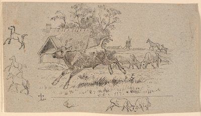 Die Herde. Illustration zu Kaalunds "Fabeln für Kinder". Siehe Kommentar aus dem Ark-Katalog. von Johan Thomas Lundbye