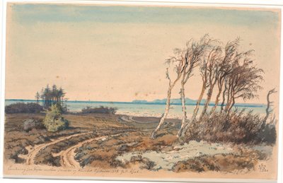 Blick auf Kullen von der Küste zwischen Odinshøj und Hornbæk von Johan Thomas Lundbye