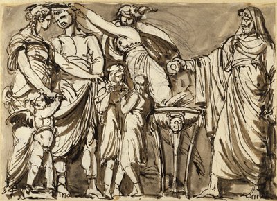 Entwurf für ein Relief mit antiker Hochzeitsszene von Johan Tobias Sergel