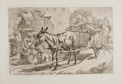 Esel vor einem Karren von Johann Adam Klein
