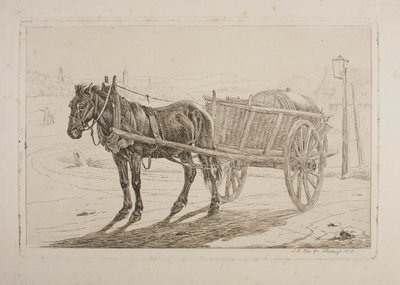Pferd, das einen Bierwagen zieht von Johann Adam Klein