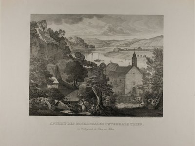 Blick auf das Moseltal unterhalb von Trier mit den Felsen von Pallien im Vordergrund von Johann Anton Alban Ramboux