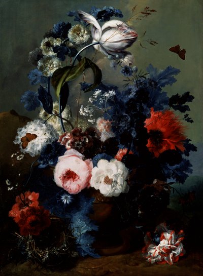 Stillleben mit Rosen, Mohn und Iris von Johann Baptist Drechsler