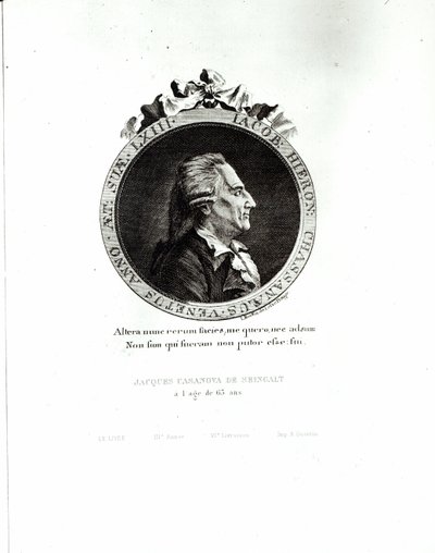 Medallion-Porträt von Giacomo Casanova im Alter von 63 Jahren, 1788 von Johann Berka