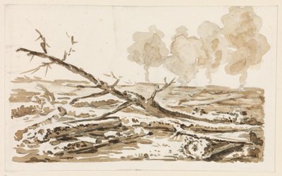 Landschaftsskizze mit Gehölz am Boden von Johann Christian Reinhart