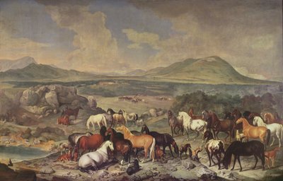 Das Kaiserliche Gestüt mit Lipizzaner Pferden von Johann Georg Hamilton