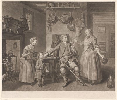 Porträt des Schauspielers David Garrick in der Rolle eines heimgekehrten Bauern von Johann Gottfried Haid