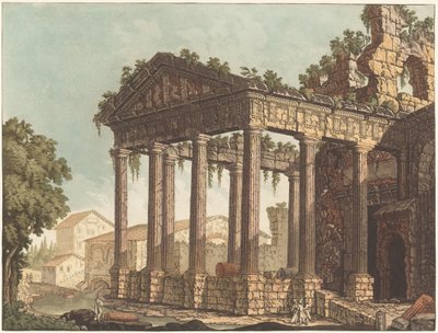 Der Tempel des Herkules in Cori von Johann Gottlieb Prestel, probably after Alessandro Moretti