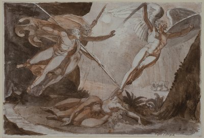 Satan von Ithuriels Speer berührt von Johann Heinrich Füssli