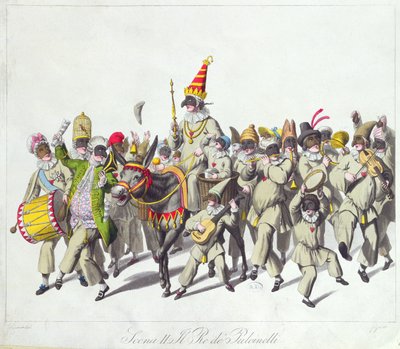 Prozession von König Punch während des römischen Karnevals, frühes 19. Jahrhundert von Johann Heinrich Stuermer