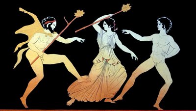 Ein Satyr, eine Mänade und ein männlicher Anhänger des Dionysos tanzen in Ekstase, ca. 1796. von Johann Heinrich Wilhelm Tischbein
