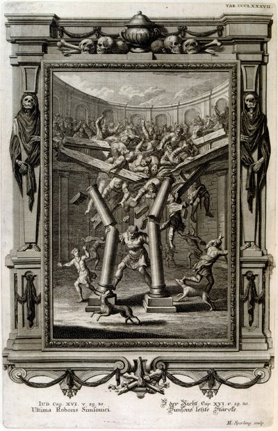 Samson zerstört den Tempel des Baal von Johann Jakob Scheuchzer
