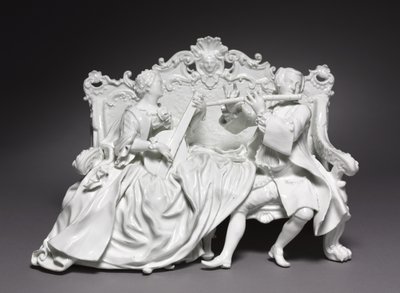 Crinoline-Gruppe: Musiker, Hersteller Meissener Porzellanmanufaktur, Deutschland, ca. 1737 von Johann Joachim Kändler
