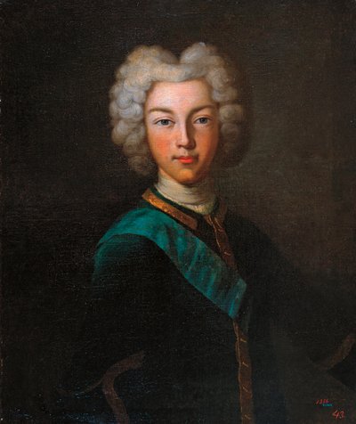 Porträt des Zaren Peter II. von Russland (1715-1730) - Johann Paul Lüdde, Öl auf Leinwand, Ende 1720 - Staatliches Freilichtmuseum Pawlowsk-Palast, Sankt Petersburg von Johann Paul (d.1739) Luedden