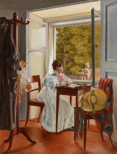 Marie Krafft an ihrem Schreibtisch von Johann Peter Krafft