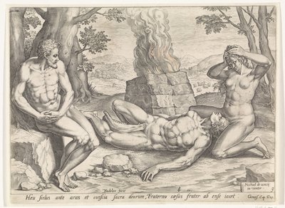 Eva trauert um den Tod Abels Geschichte von Kain und Abel (Serientitel) von Johann Sadeler (I)
