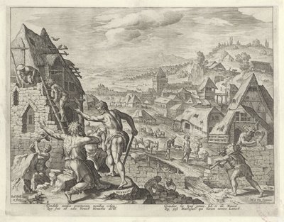 Kain baut die Stadt Henoch von Johann Sadeler (I)