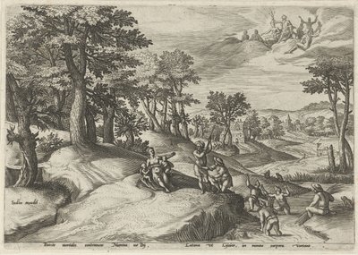Leto (Latona) verwandelt die Lycier in Frösche von Johann Sadeler (I)