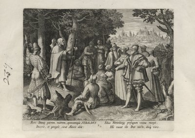 Sebaldus, Tafel 7 von 25 aus der Serie Trophaeum Vitae Solitariae (Männliche Einsiedler) von Johann Sadeler I