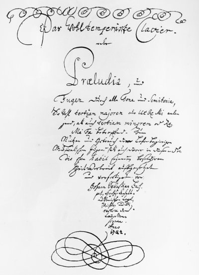 Handgeschriebene Titelseite des Wohltemperierten Klaviers, 1722 von Johann Sebastian Bach