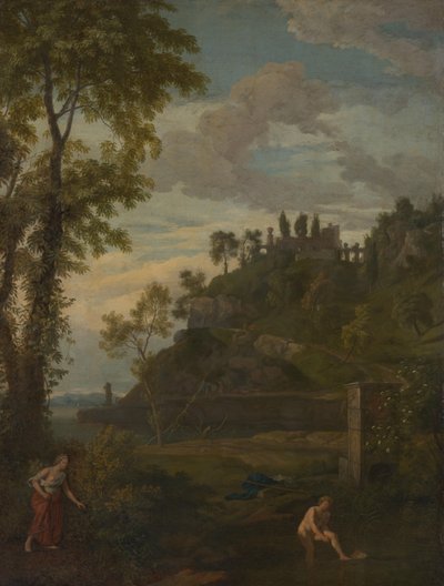 Arkadische Landschaft mit Salmacis und Hermaphroditus von Johannes Glauber