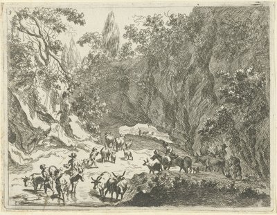 Berglandschaft mit Hirten und Vieh von Johannes Gronsveld