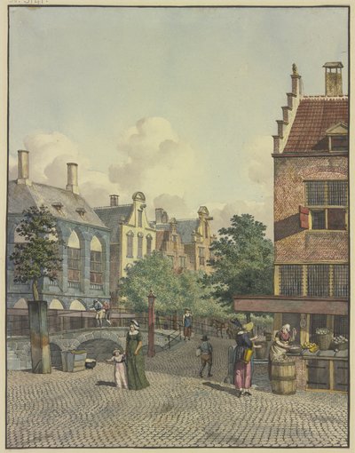 Steinerne Brücke, rechts ein Kaufladen von Johannes Huibert Prins