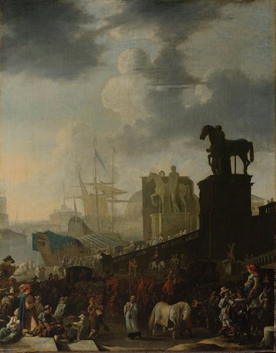 Der Aufstieg zum Kapitol mit dem Grauen Pferd des neuen Papstes von Johannes Lingelbach
